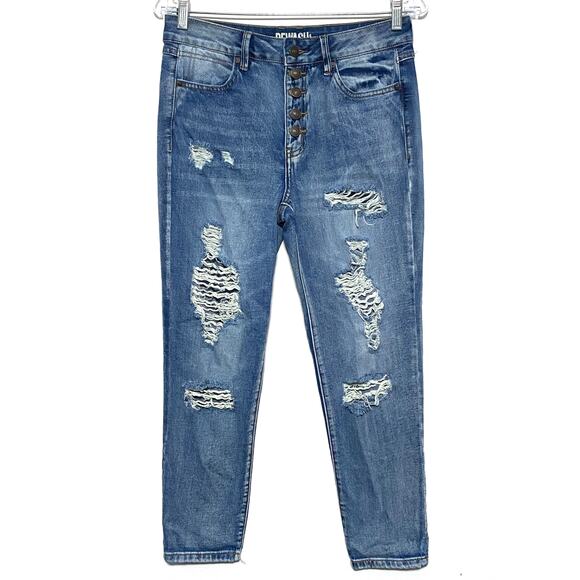Rewash High Rise Mom Jeans Distressed Medium Wash Cotton Stretch Womens 5 / 27 - Picture 1 of 11
